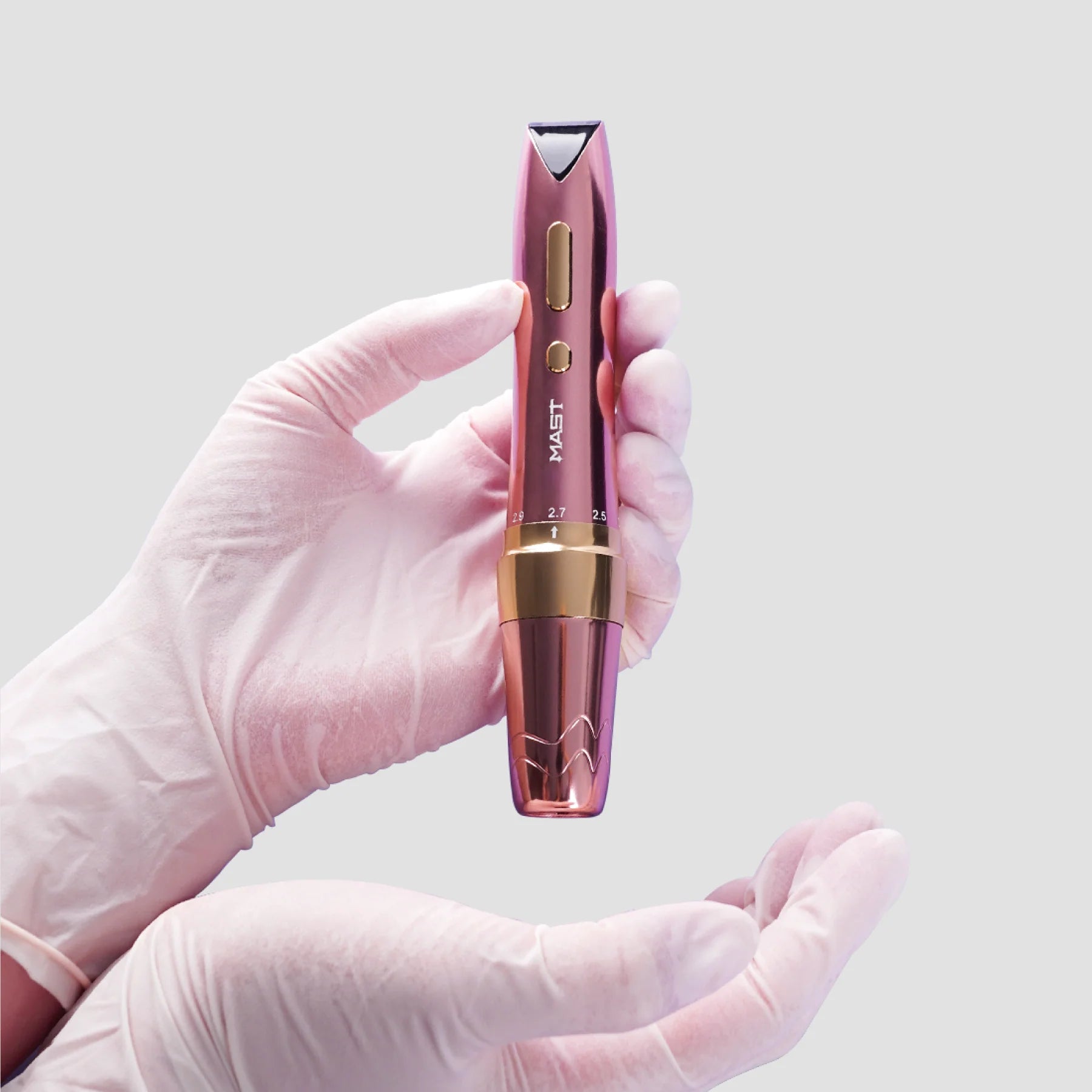 Mast P60 Adjustable Strokes 2.2mm-3.2mm PMU Pen and tattoo machine in rose gold