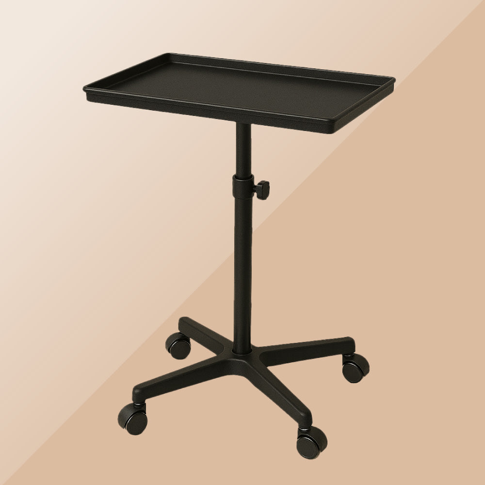 Tattoo and PMU tray and trolley with wheels in black